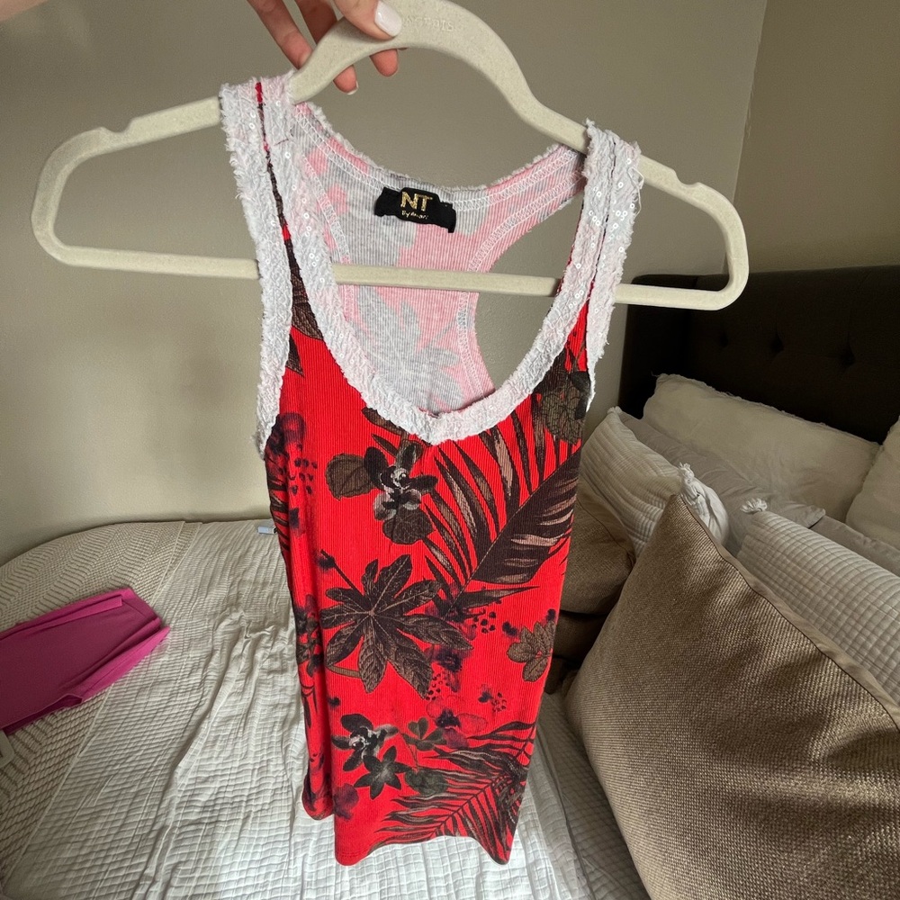 Women's Red Floral Tank Top